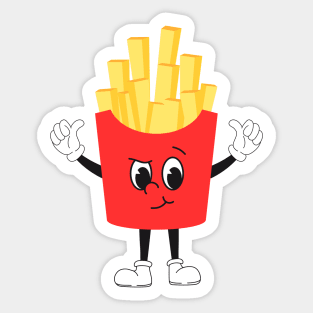 Retro French Fries Smirk Face Sticker